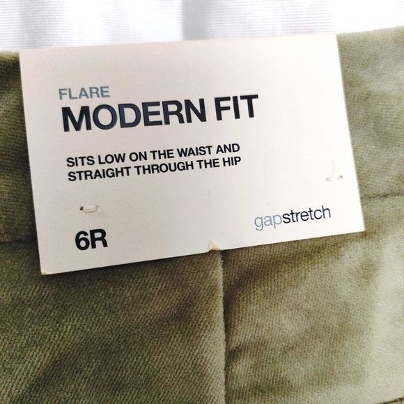 Gap stretch lime mdrn fit flare faux velvet pant 6 - Picture 2 of 10